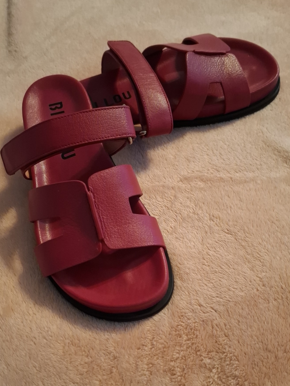 Women’s Adjustable Burgundy Slide Sandals